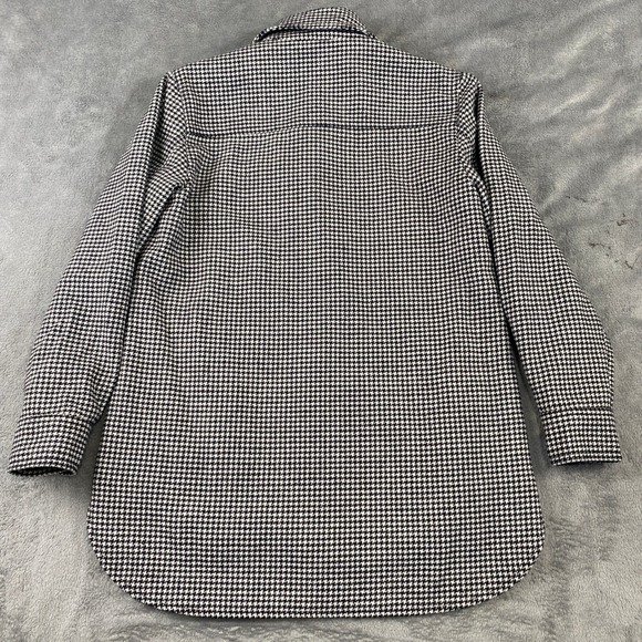 Loft Houndstooth Shacket Shirt Jacket Women's XS Black White Button Front Pocket - Picture 2 of 12